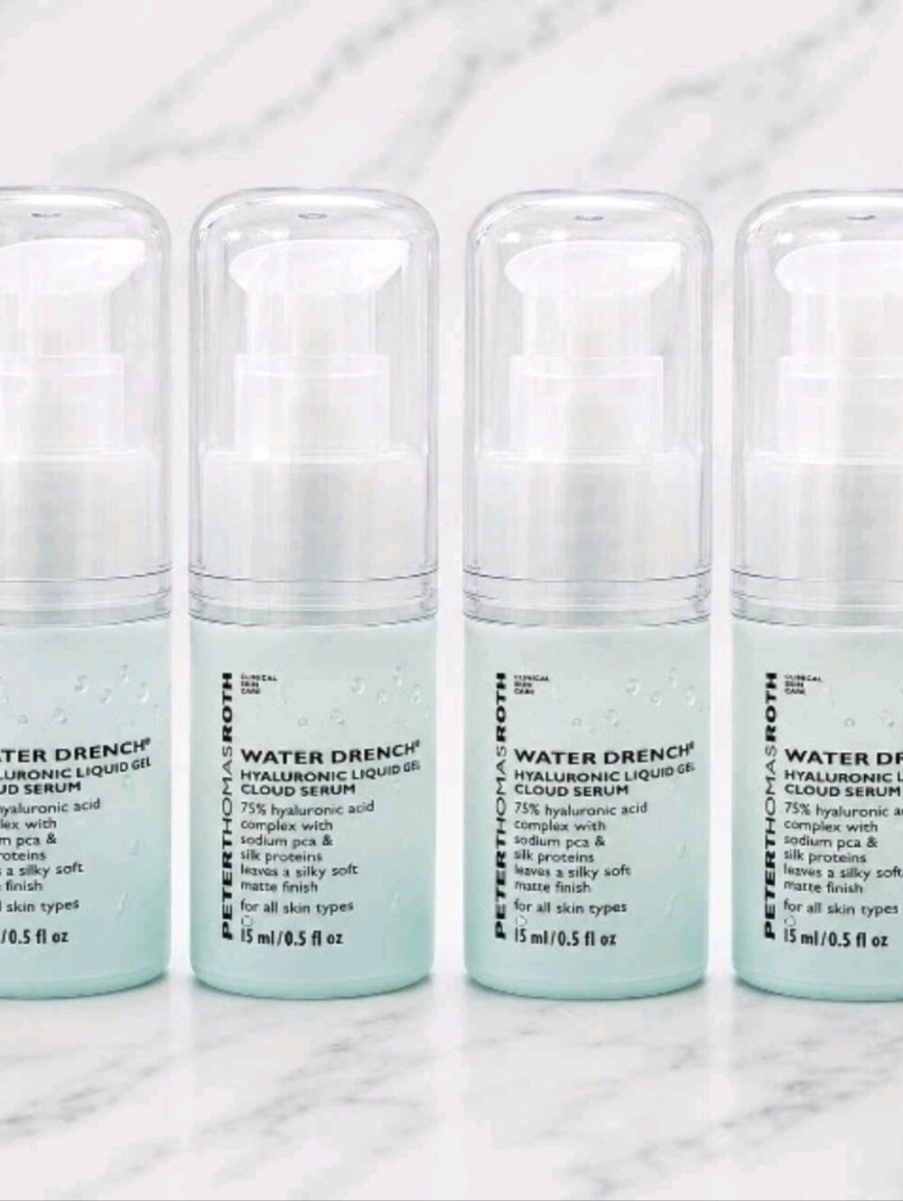 4 x Peter Thomas Roth Water Drench Hyaluronic Liquid Gel Cloud Serum .5oz ea NEW